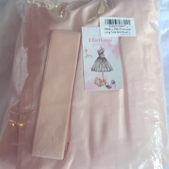 🎀 NWT Pink Tulle Full Length Layered Skirt w/ Satin Ribbon Sash Belt XL