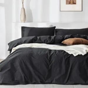 100% Washed Cotton 3-Piece Duvet Set -  Dark Beige