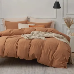 100% Washed Cotton Duvet Cover Set - Caramel Pumpkin