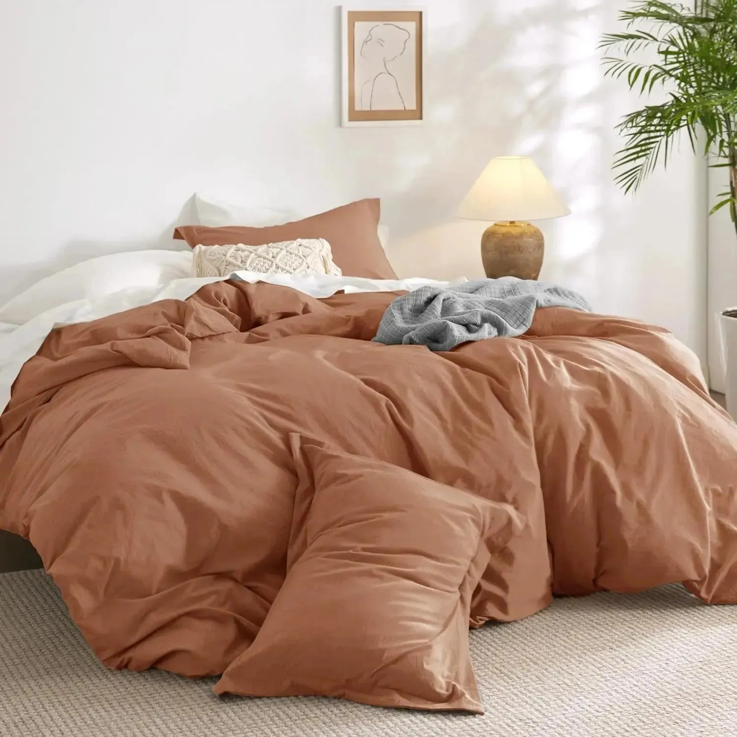 100% Washed Cotton Duvet Cover Set - Sunburn