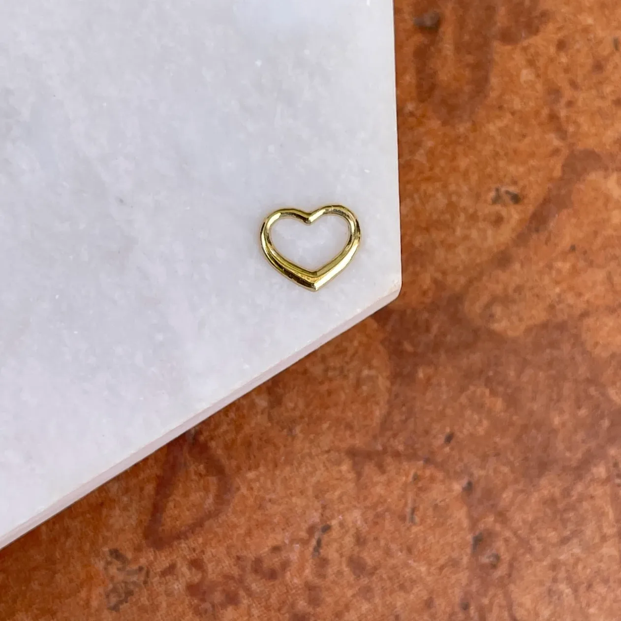 10KT Yellow Gold Mini Open Heart Pendant Charm Slide