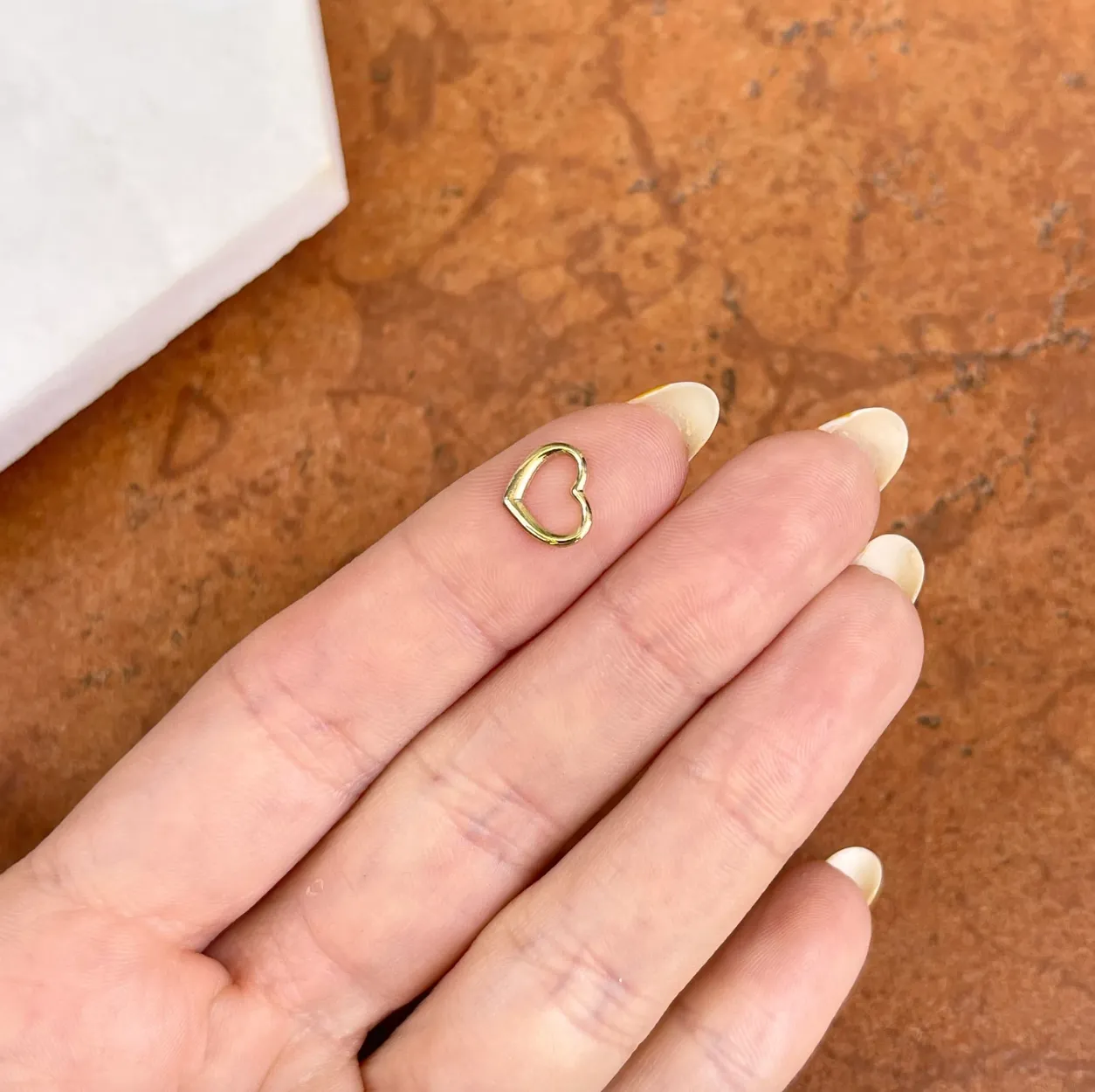 10KT Yellow Gold Mini Open Heart Pendant Charm Slide