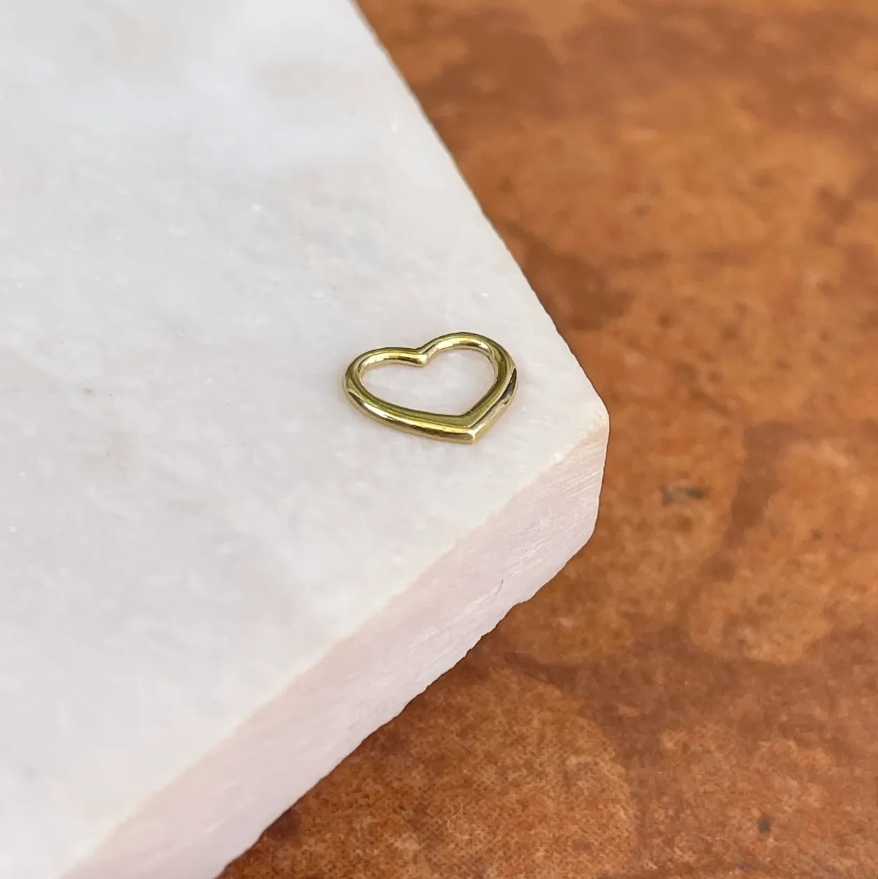 10KT Yellow Gold Mini Open Heart Pendant Charm Slide