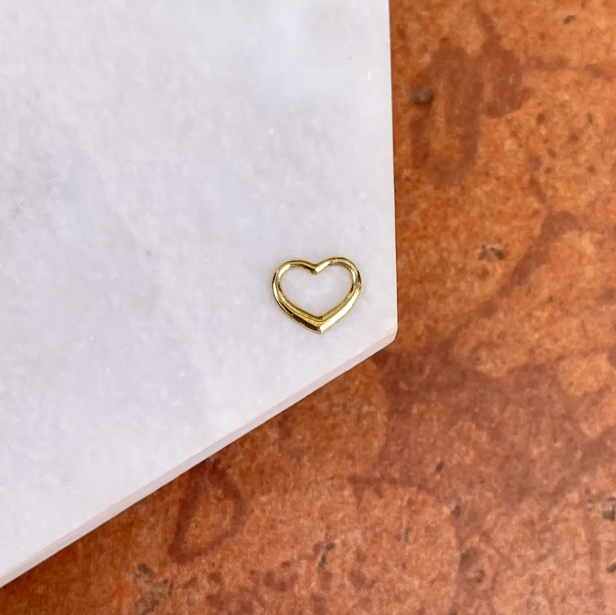 10KT Yellow Gold Mini Open Heart Pendant Charm Slide