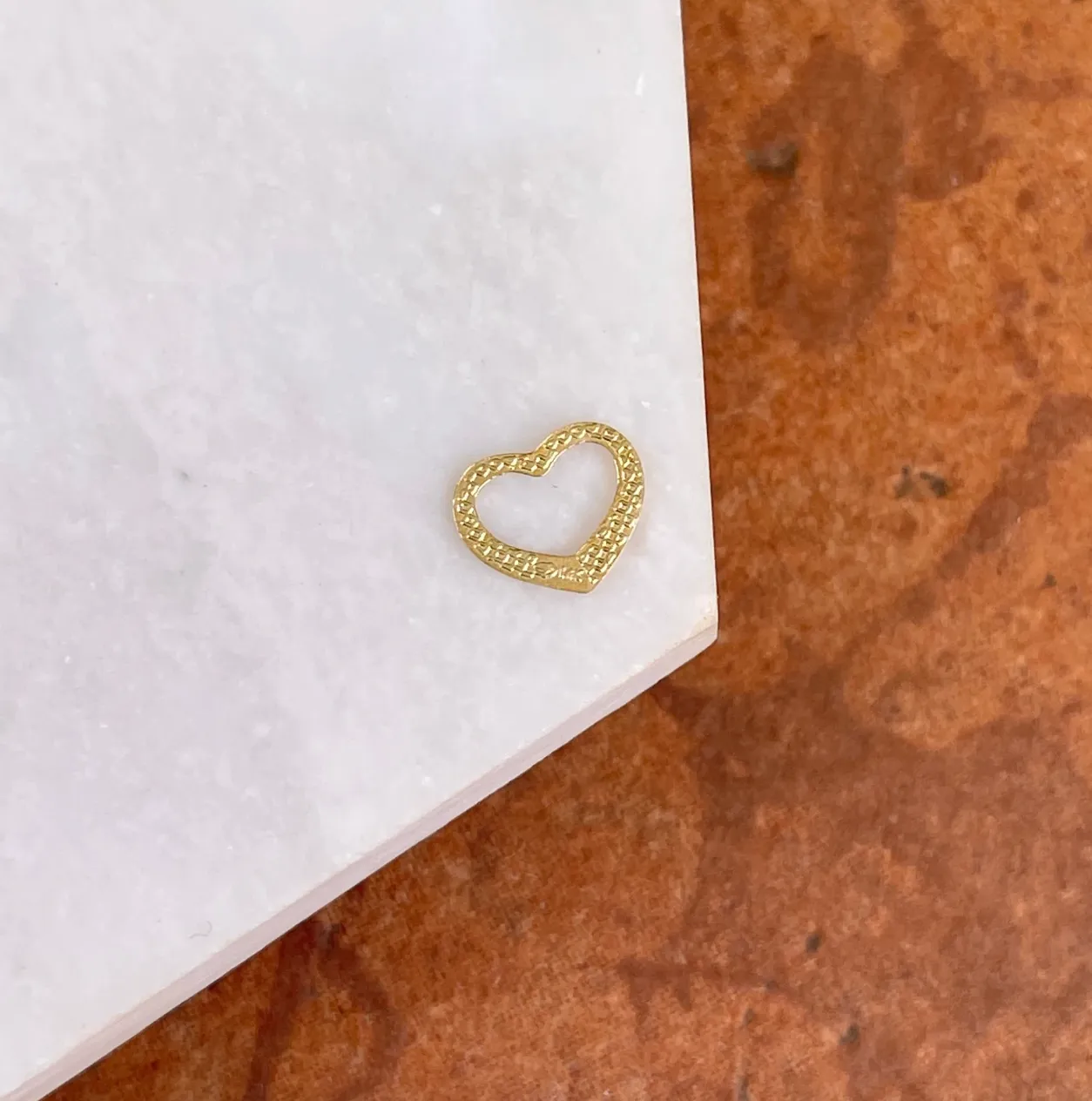 10KT Yellow Gold Mini Open Heart Pendant Charm Slide