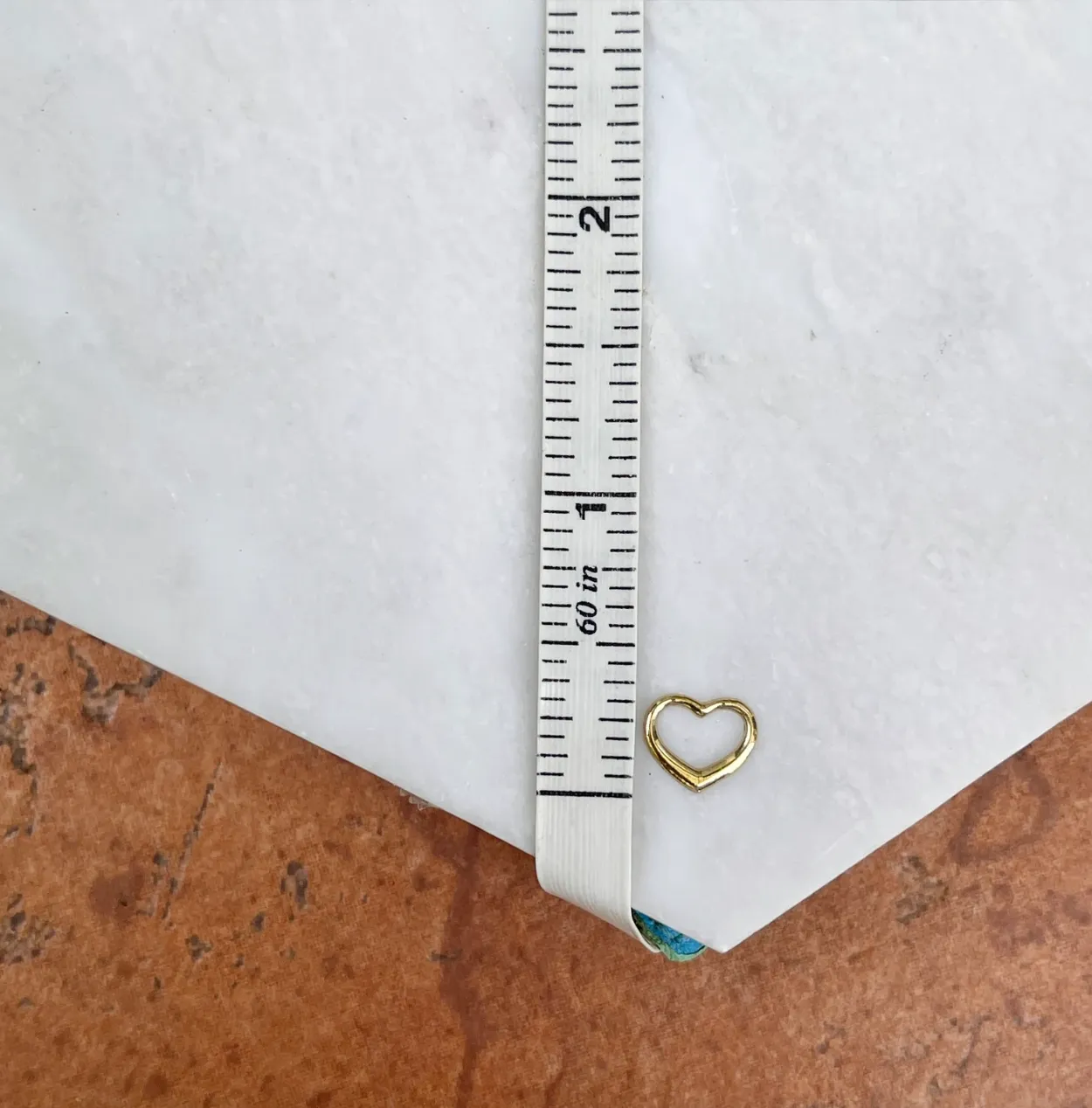 10KT Yellow Gold Mini Open Heart Pendant Charm Slide