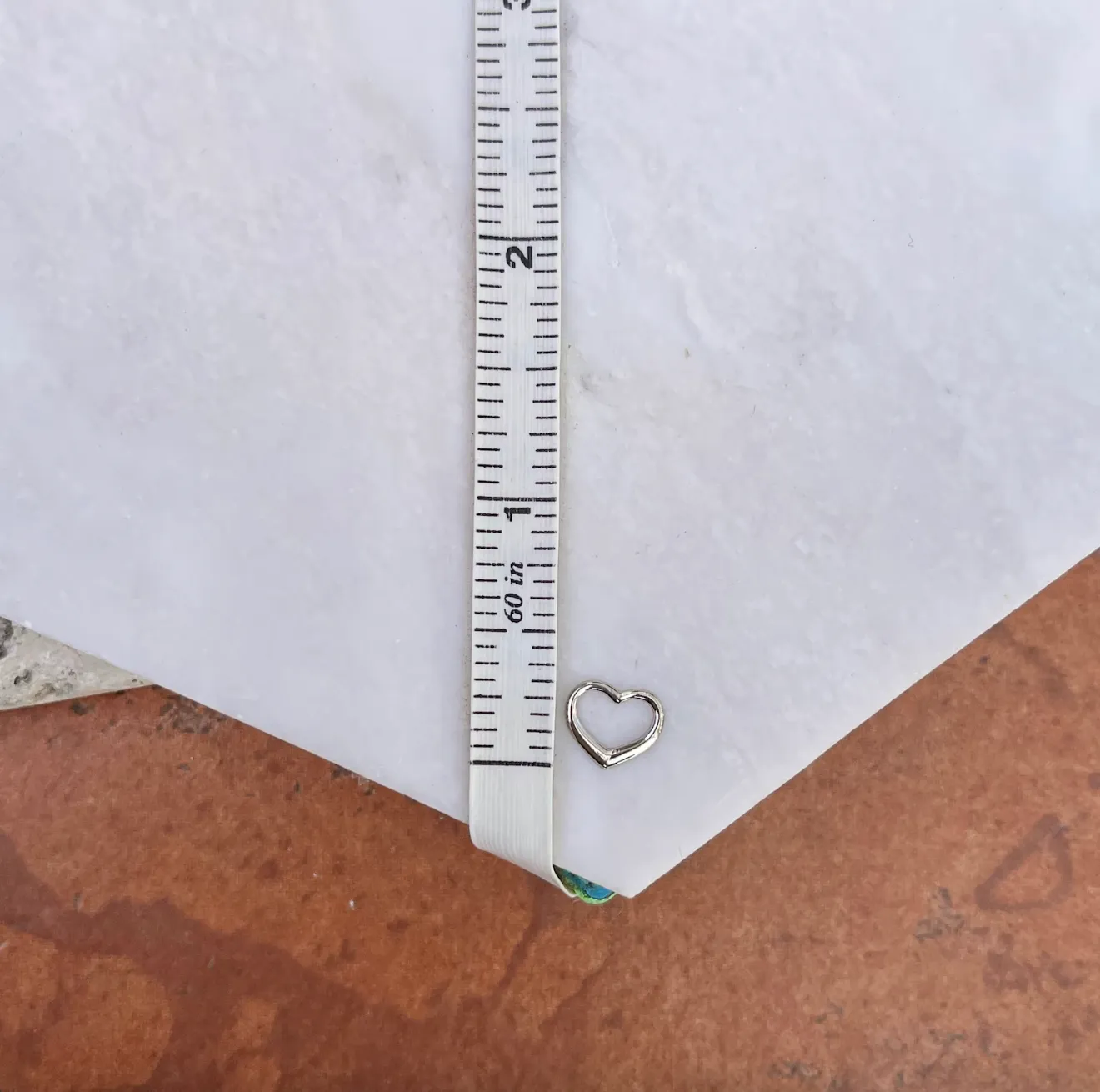 14KT White Gold Mini Open Heart Pendant Charm Slide