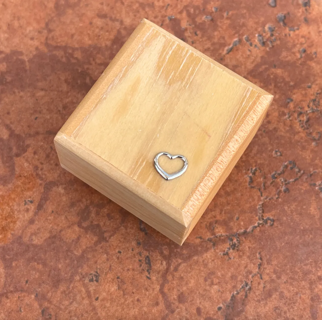 14KT White Gold Mini Open Heart Pendant Charm Slide