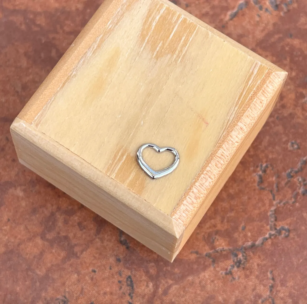 14KT White Gold Mini Open Heart Pendant Charm Slide