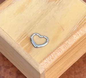14KT White Gold Mini Open Heart Pendant Charm Slide