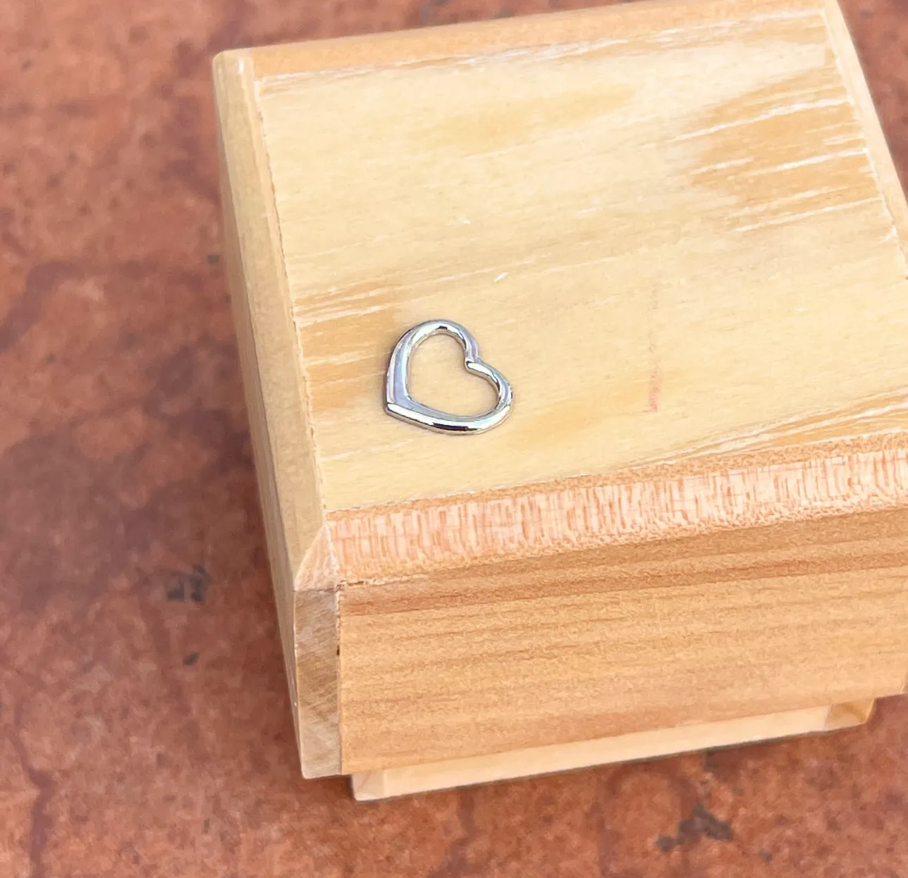 14KT White Gold Mini Open Heart Pendant Charm Slide