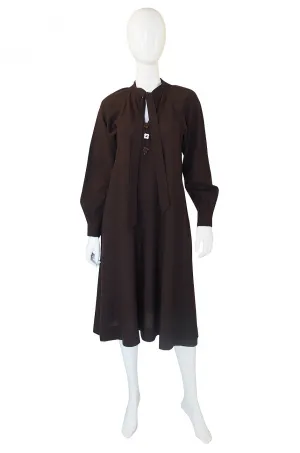1970s Jean Muir Dress w/ Flower Buttons