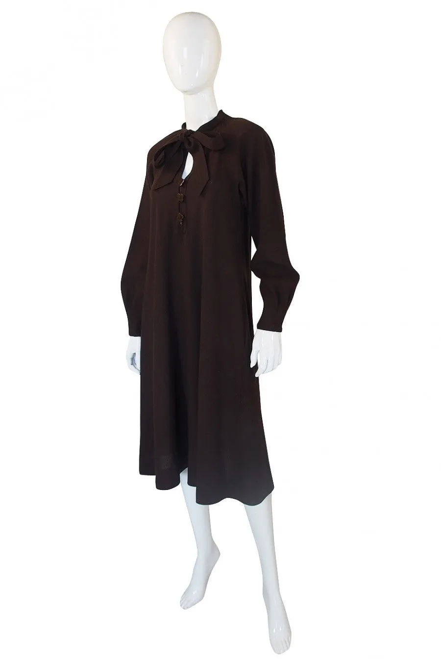1970s Jean Muir Dress w/ Flower Buttons