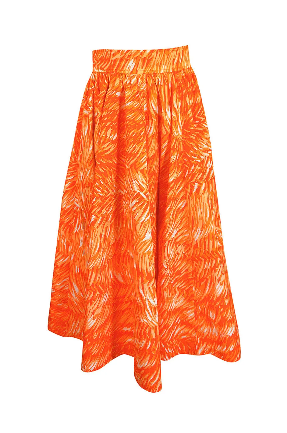 1970s Yves Saint Laurent Printed Cotton Fulll Circle Skirt