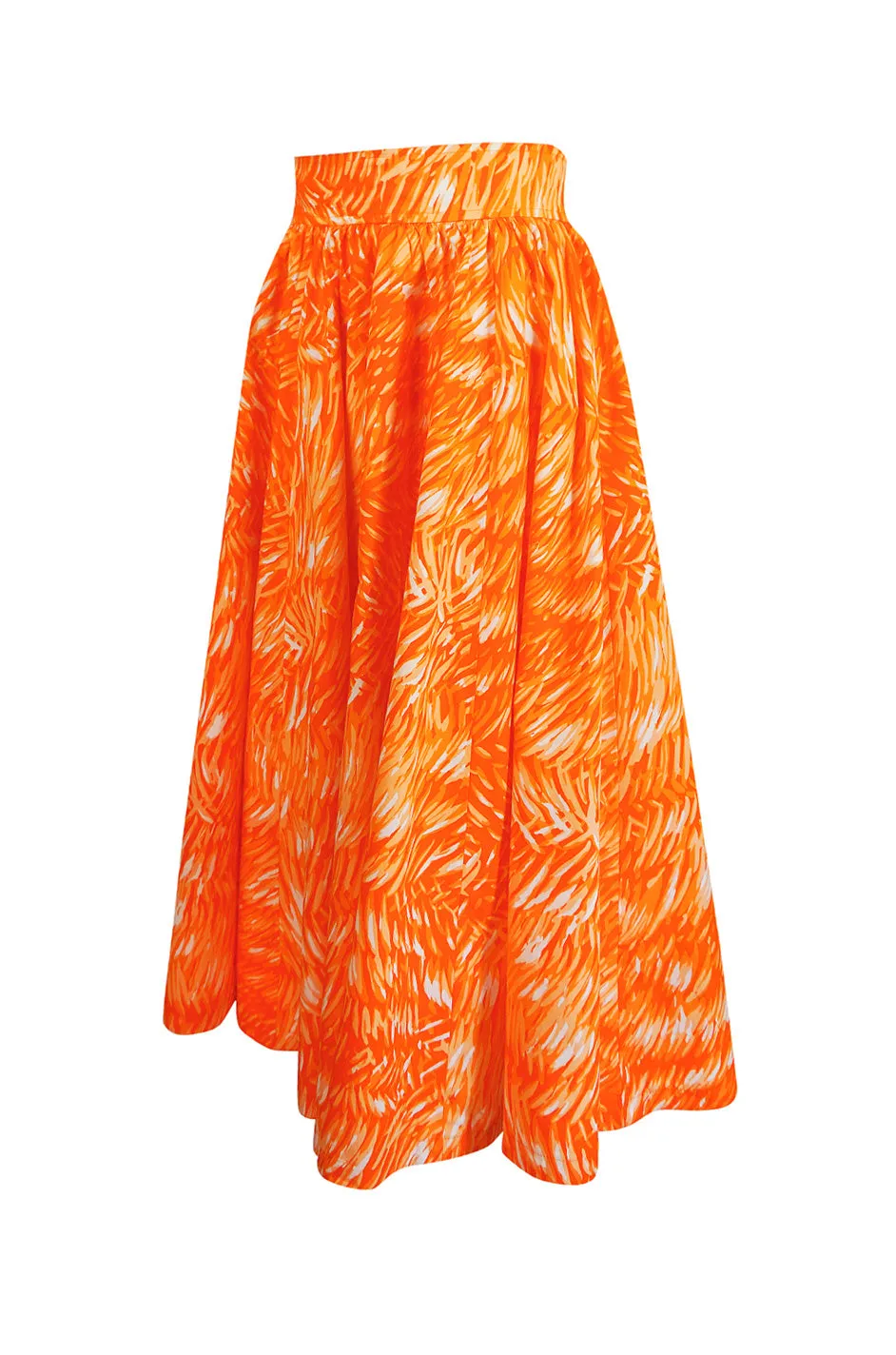 1970s Yves Saint Laurent Printed Cotton Fulll Circle Skirt