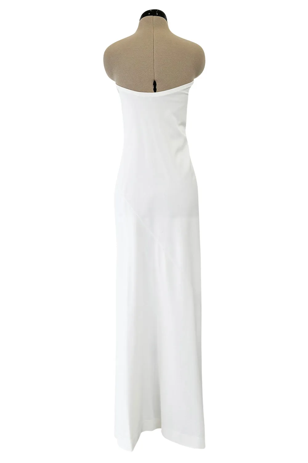 1976 Halston Strapless Iconic Front Tie Bias Cut Dress in White Jersey