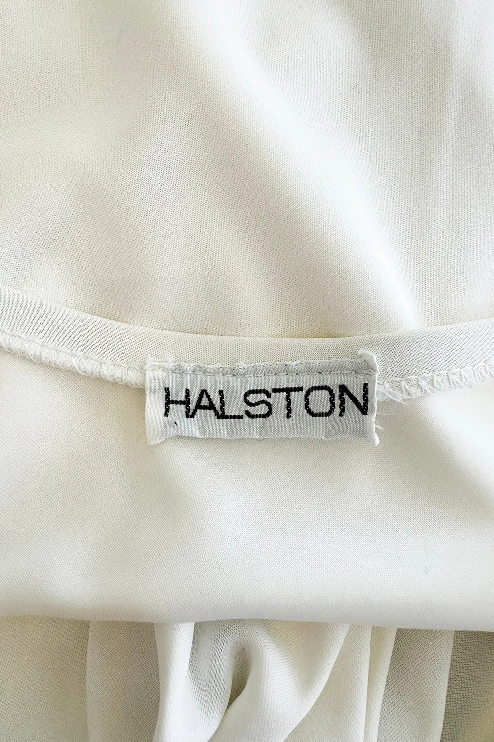 1976 Halston Strapless Iconic Front Tie Bias Cut Dress in White Jersey