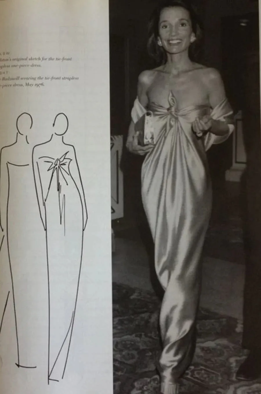 1976 Halston Strapless Iconic Front Tie Bias Cut Dress in White Jersey
