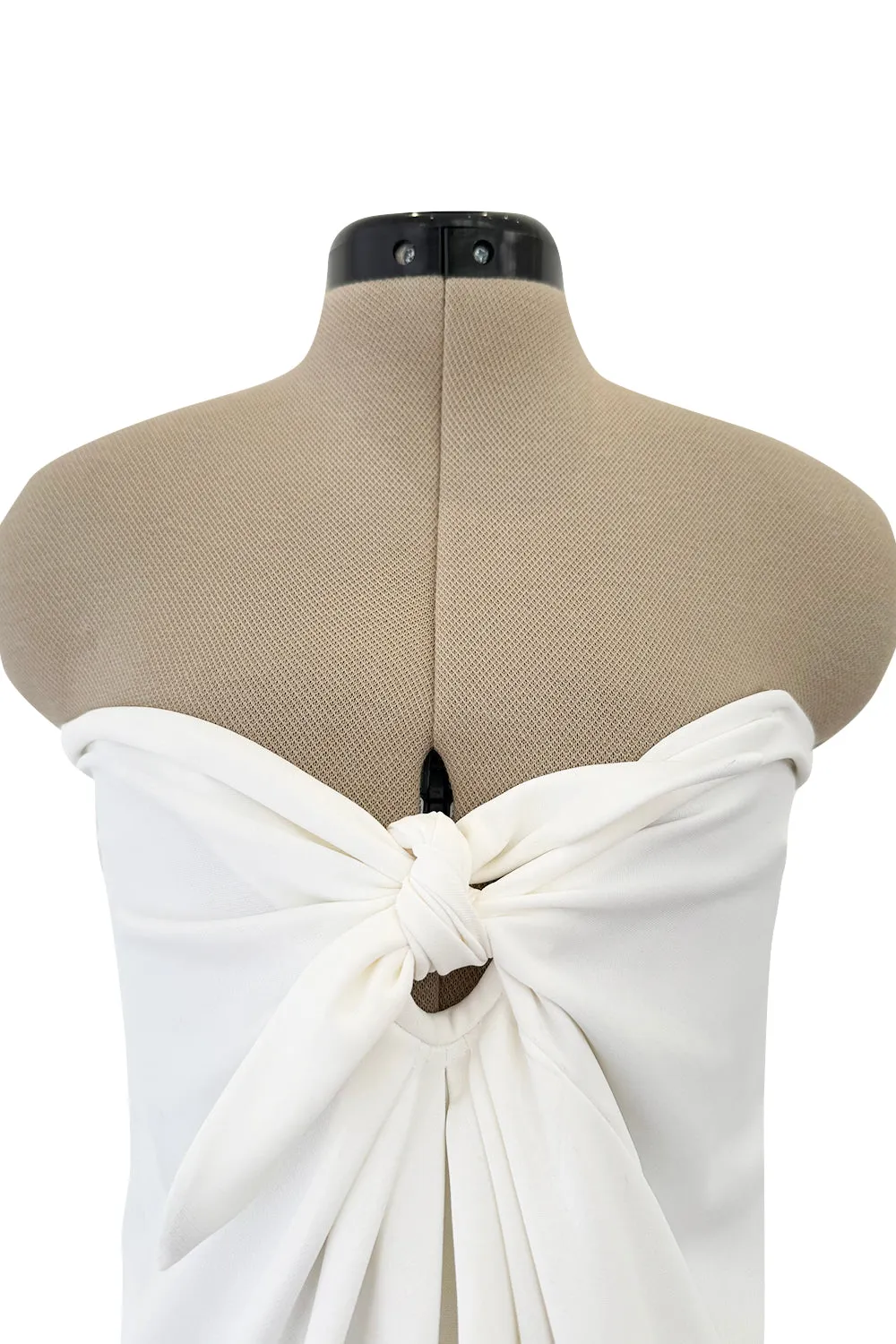 1976 Halston Strapless Iconic Front Tie Bias Cut Dress in White Jersey