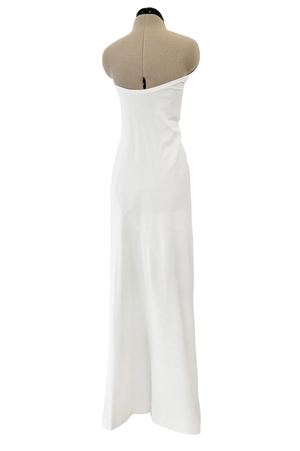 1976 Halston Strapless Iconic Front Tie Bias Cut Dress in White Jersey