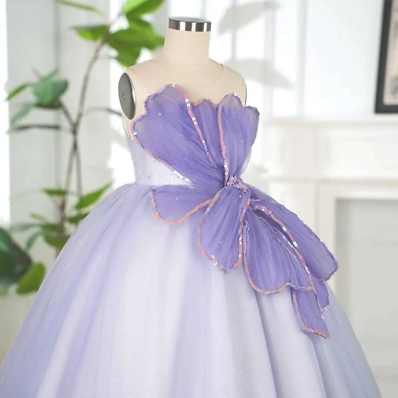 3-12 years old celebration stage performance children's dress beautiful mesh long skirt