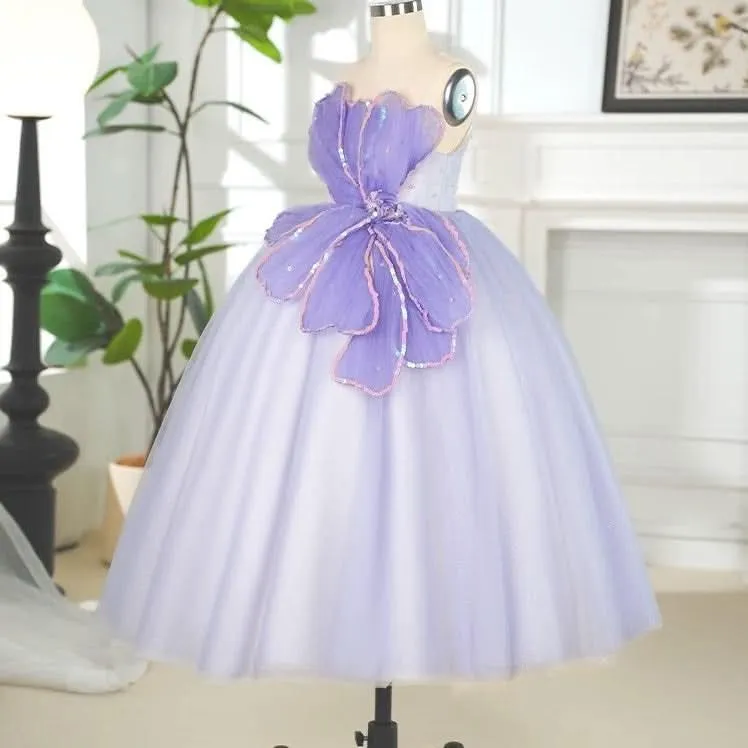 3-12 years old celebration stage performance children's dress beautiful mesh long skirt