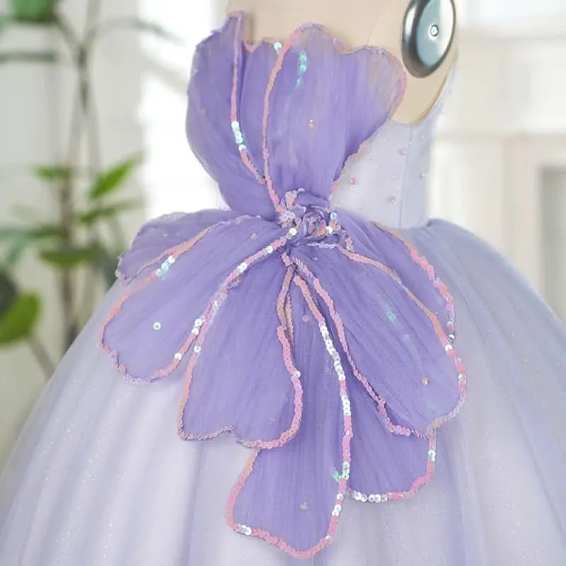 3-12 years old celebration stage performance children's dress beautiful mesh long skirt