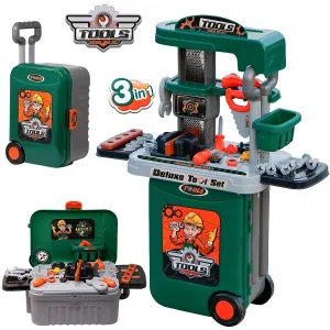 3 IN 1 Portable Deluxe Tool Set Suitcase Play Set