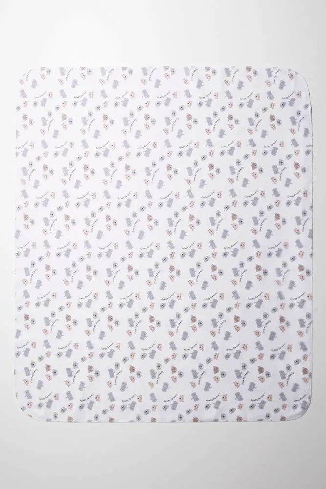 3 Pack Bear Receiver Blankets White