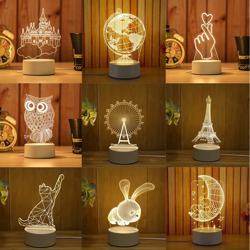 3D LED Novelty USB Night Light Lamp