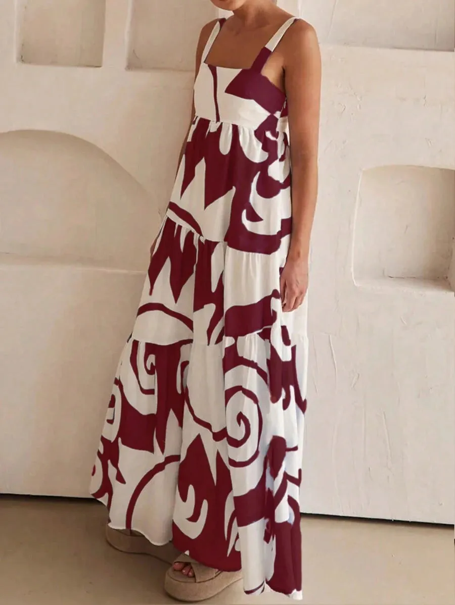 Abstract Tiered Maxi Dress