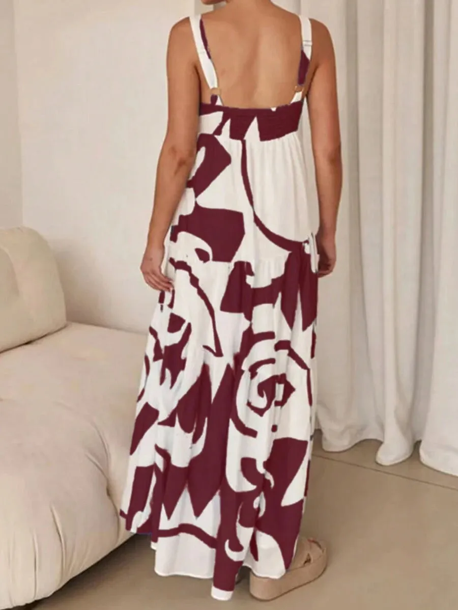 Abstract Tiered Maxi Dress