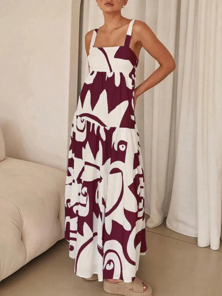 Abstract Tiered Maxi Dress