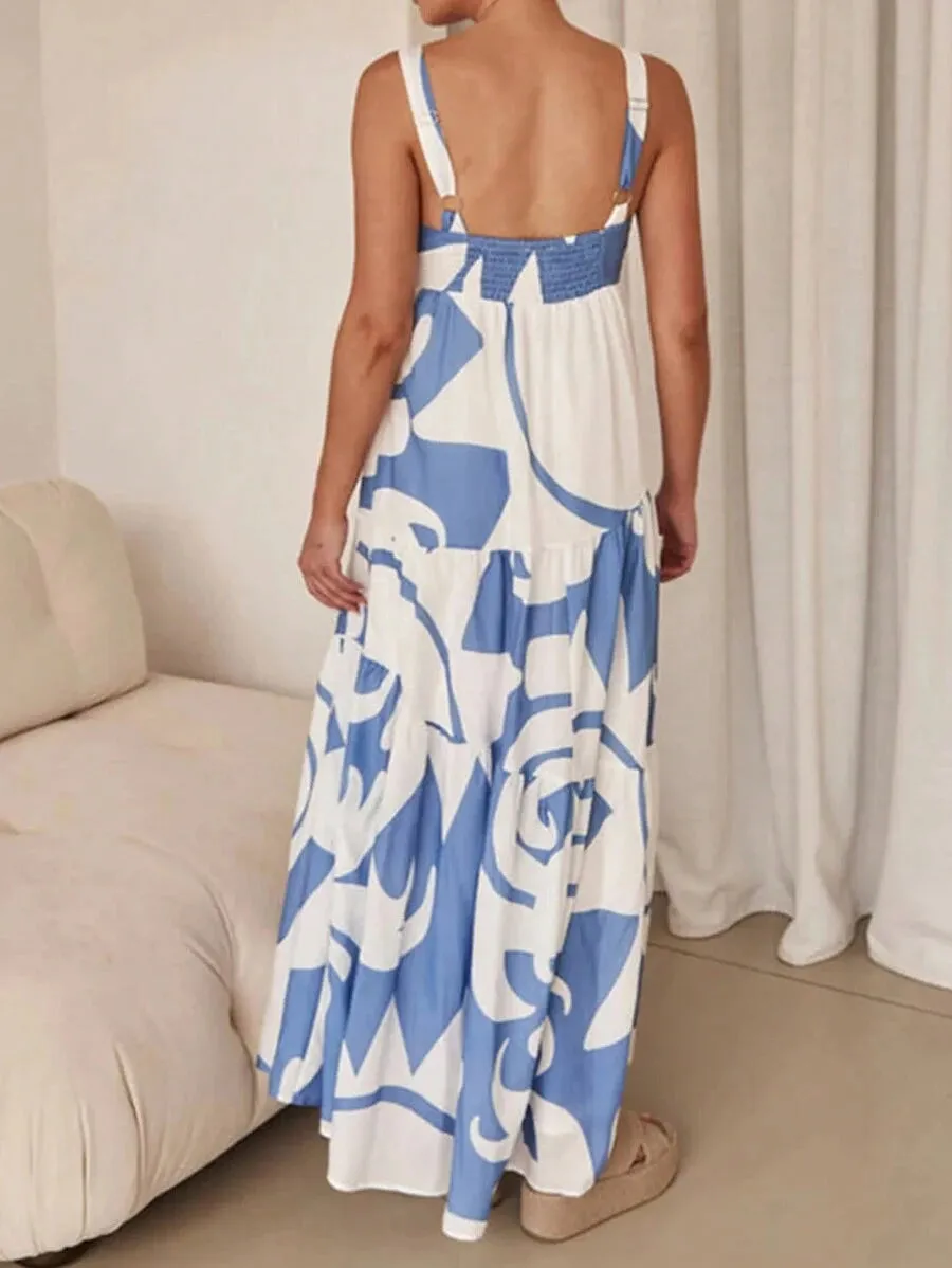 Abstract Tiered Maxi Dress