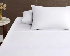 Accessorize Deluxe Hotel Piped Sheet Set - WHITE/BLACK