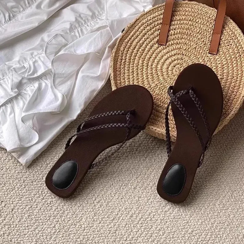 ADVBRIDGE  -  Shoes Genuine Leather Slippers Women Summer Slides Rubber Flip Flops Shale Female Beach Hawaiian Flat Sabot Soft Women's Genuine