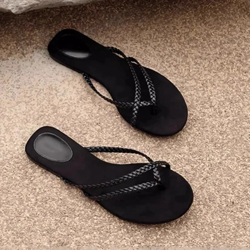 ADVBRIDGE  -  Shoes Genuine Leather Slippers Women Summer Slides Rubber Flip Flops Shale Female Beach Hawaiian Flat Sabot Soft Women's Genuine