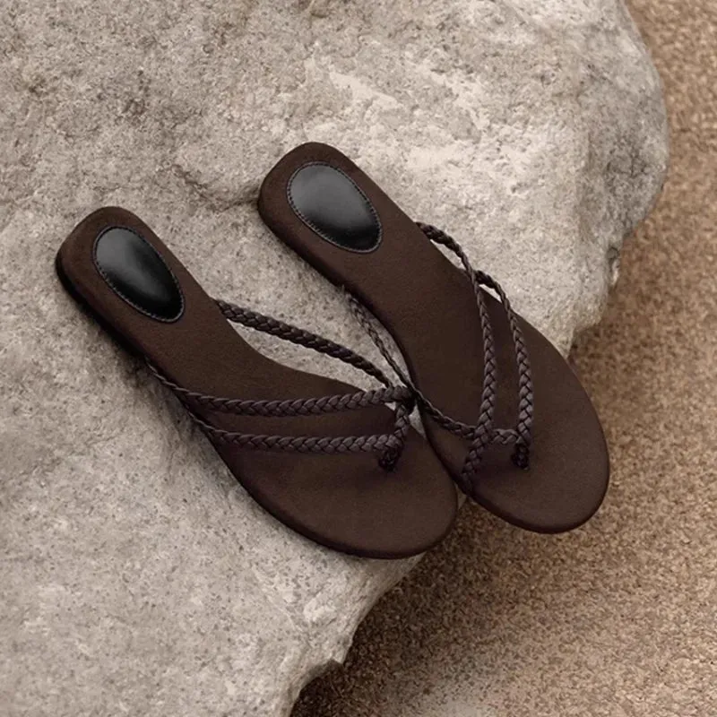 ADVBRIDGE  -  Shoes Genuine Leather Slippers Women Summer Slides Rubber Flip Flops Shale Female Beach Hawaiian Flat Sabot Soft Women's Genuine