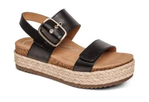Aetrex Vania Cork Platform Qtr Strp Women Sandal Black