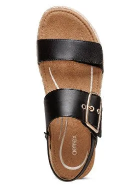 Aetrex Vania Cork Platform Qtr Strp Women Sandal Black