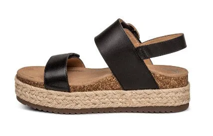 Aetrex Vania Cork Platform Qtr Strp Women Sandal Black