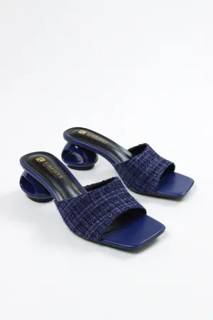 Aimeigao - Women's Knitted Block Mules - Navy Blue