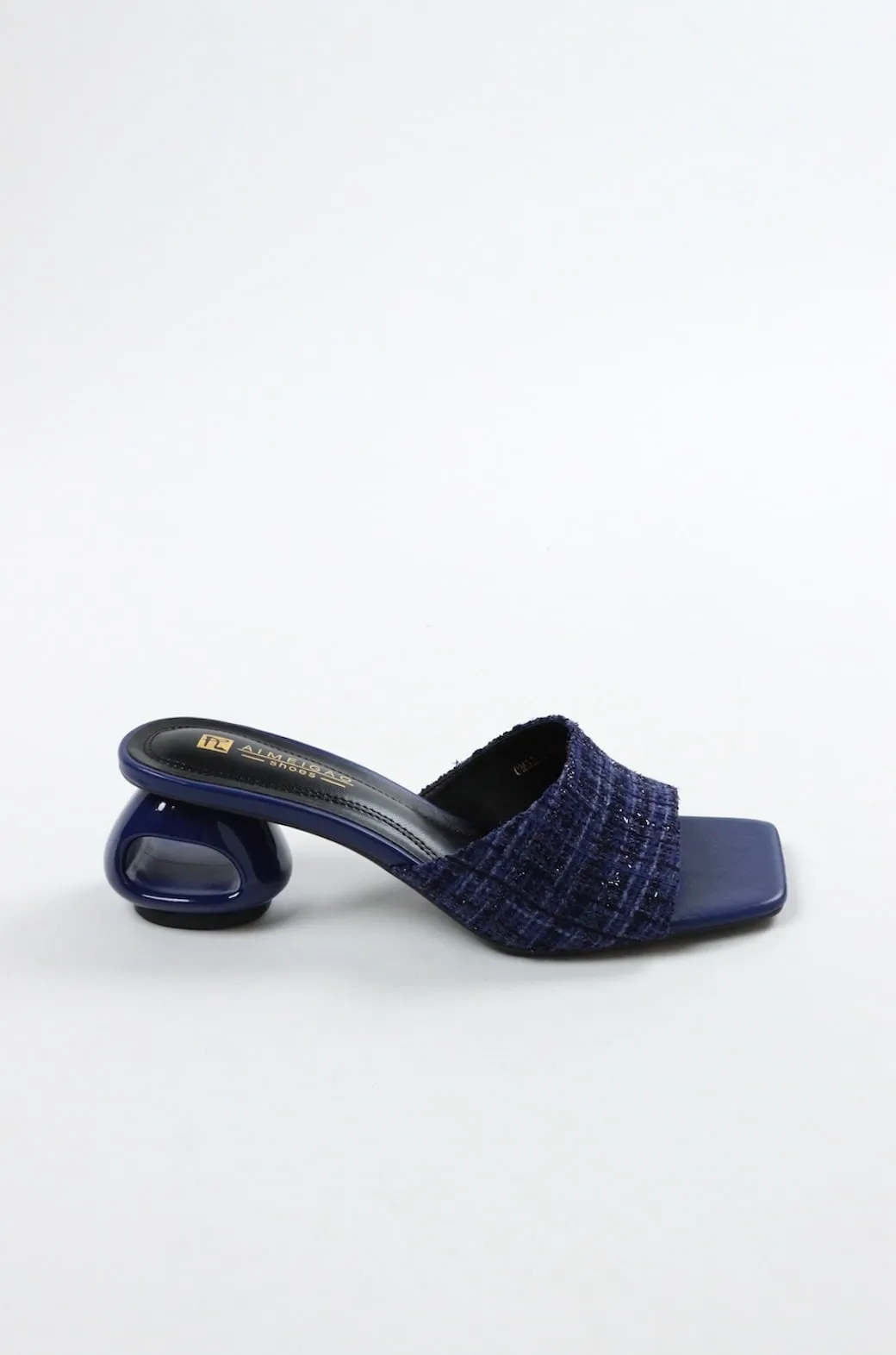 Aimeigao - Women's Knitted Block Mules - Navy Blue