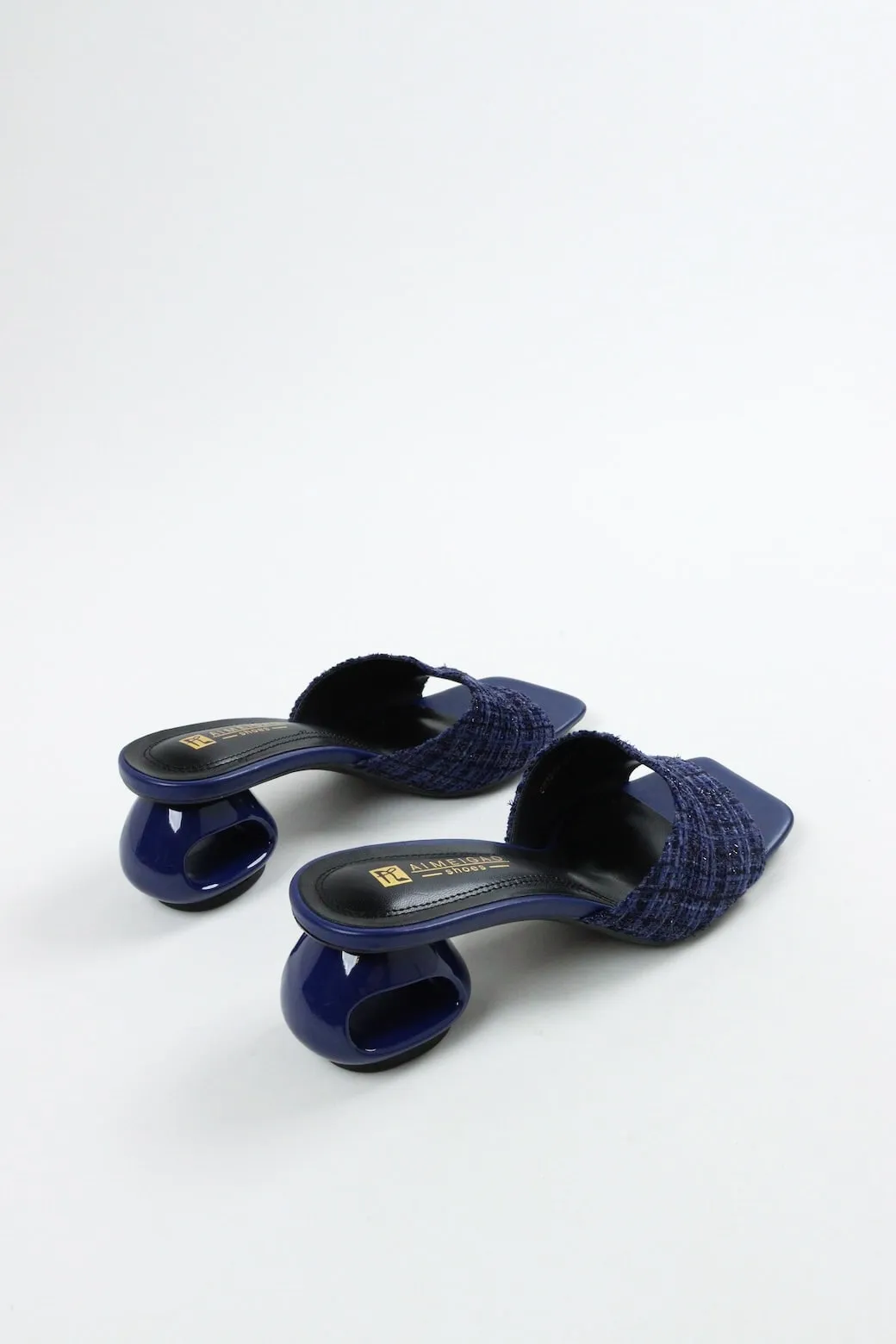 Aimeigao - Women's Knitted Block Mules - Navy Blue