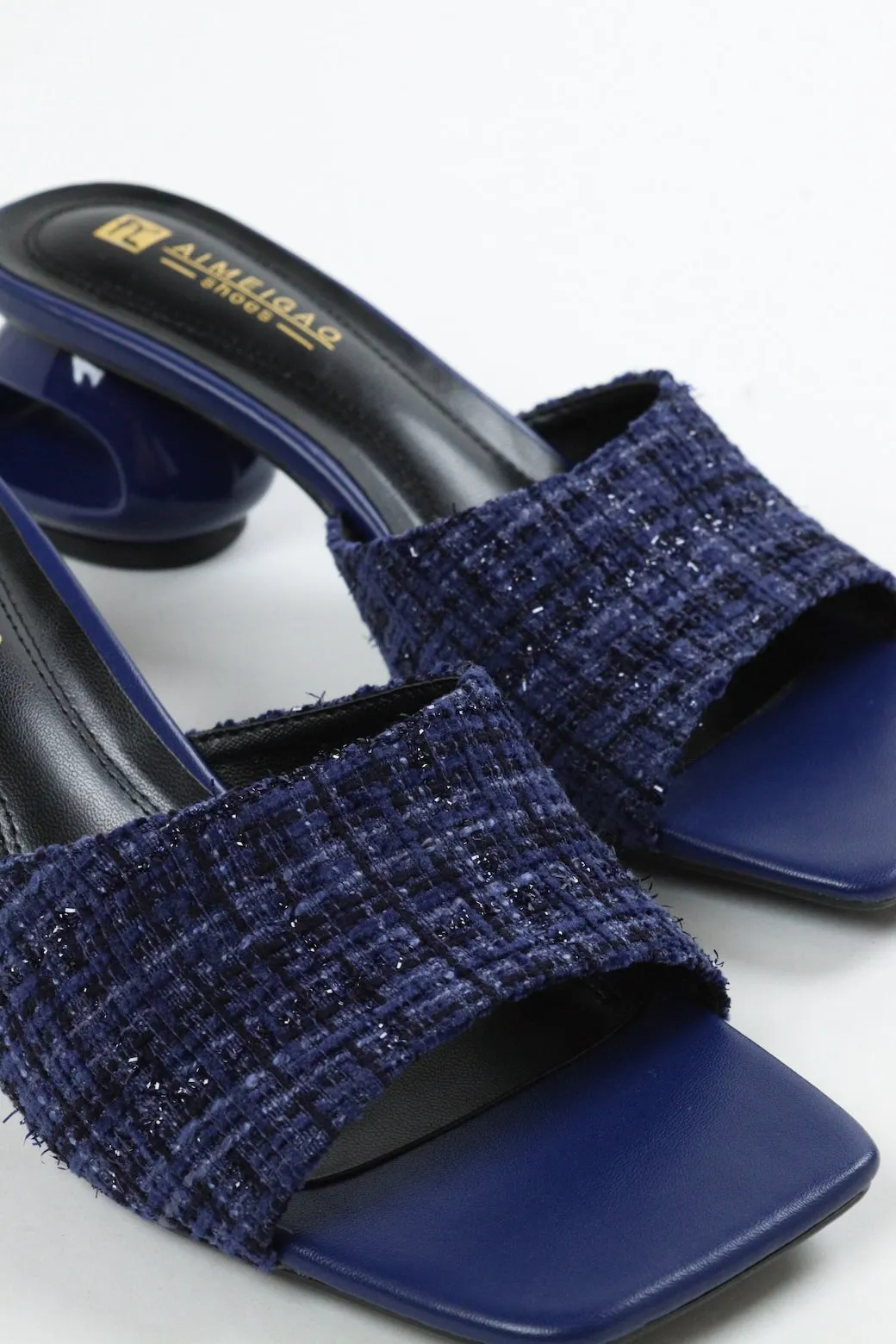 Aimeigao - Women's Knitted Block Mules - Navy Blue