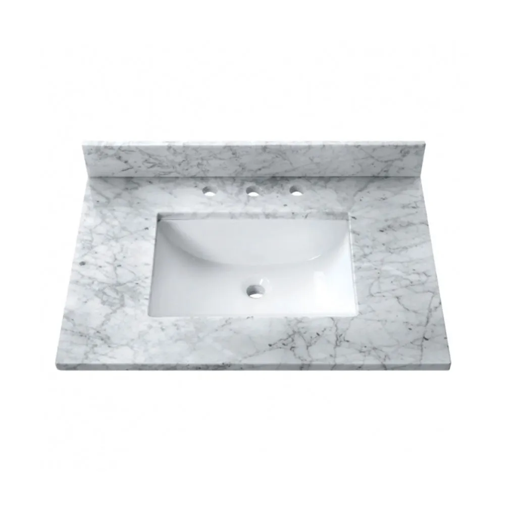 Allie 2 Drawers Bathroom Vanity with Carrara Sink - Floor Mount - 24" Wood/Gray/Matte Gold