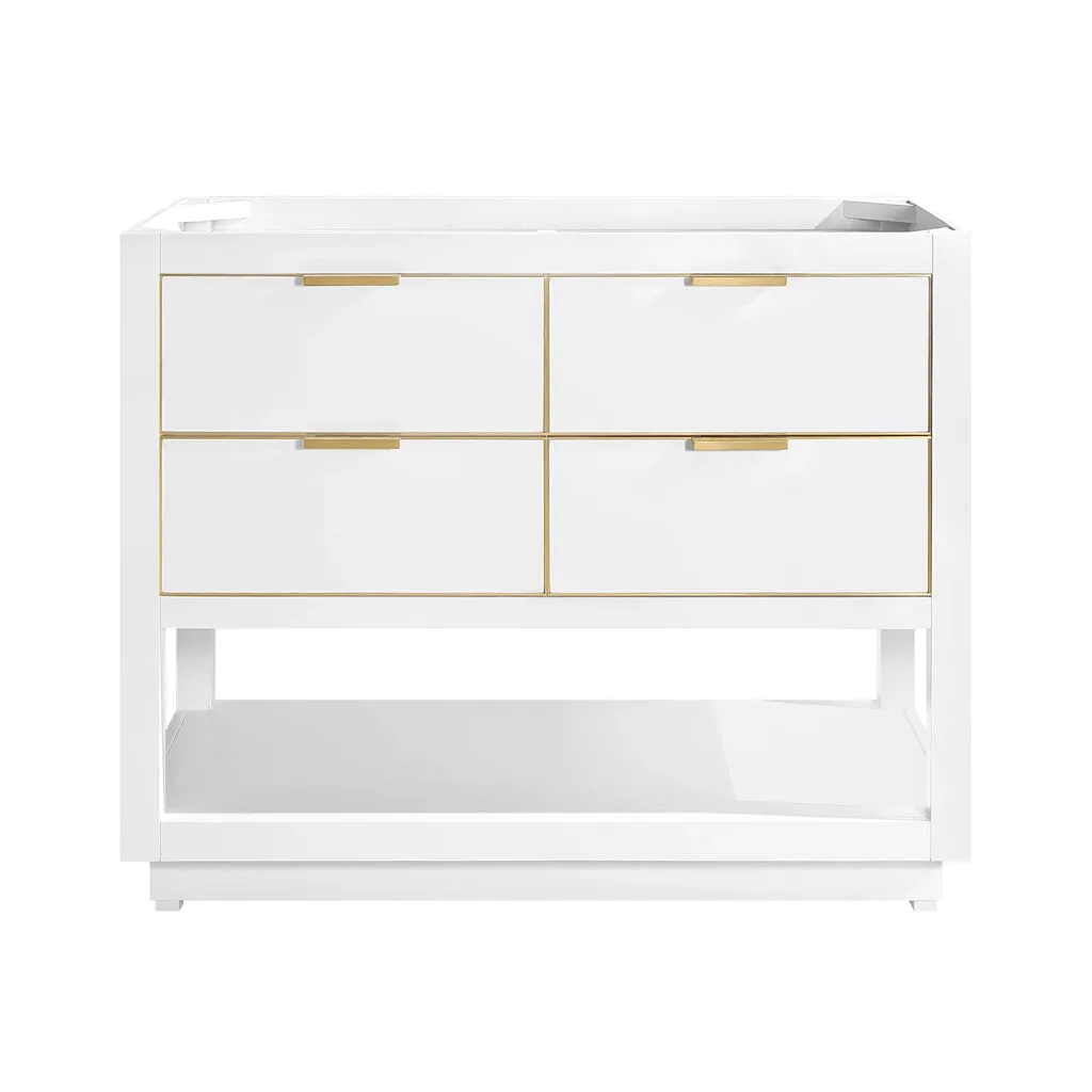 Allie 4 Drawers Bathroom Vanitywith Carrara Sink - Floor Mount - 42" Wood/White/Matte Gold