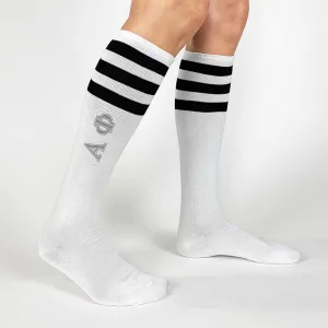 Alpha Phi Printed Striped Knee High Socks