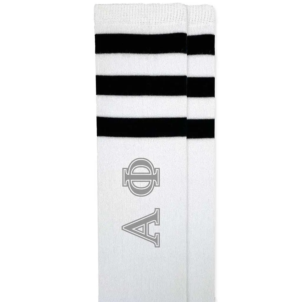 Alpha Phi Printed Striped Knee High Socks