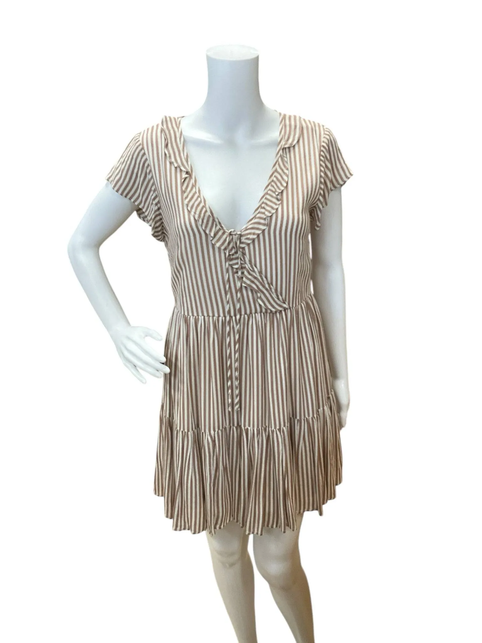 Altered State Taupe/White Stripe Dress – Size XS